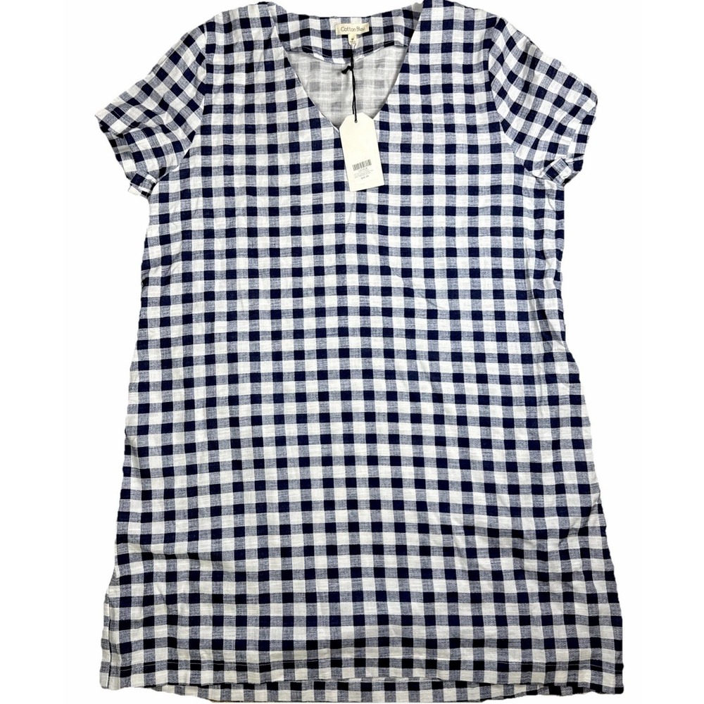 Cotton Bleu Women's Dress Size Medium Gingham Shift Dress‎ Pockets NWT